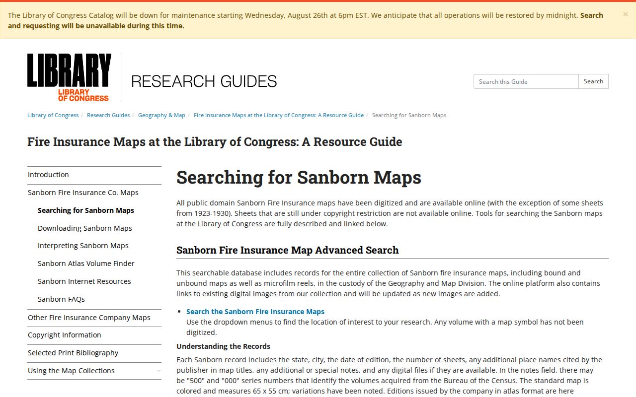 Library of Congress guide to Sanborn maps used with Statesboro city directories